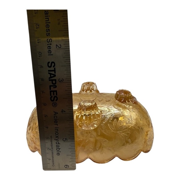 Jeannette Floragold | Louisa pattern Iridescent Footed Candy Dish Trinket Bowl - Picture 5 of 9